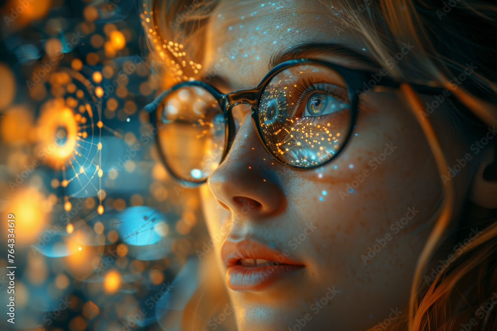 Aufkleber a quantum physicist experimenting with entangled particles, delving into the mysterious realm of qua