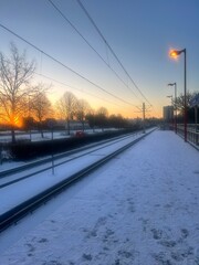 Fototapeta premium railway in the snow