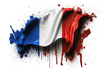 France flag grange on a white background. - obrazy, fototapety, plakaty