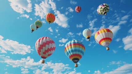 Obraz premium Colorful Hot Air Balloons in the blue sky, Skyward Festival, a Celebration of Flight and Freedom