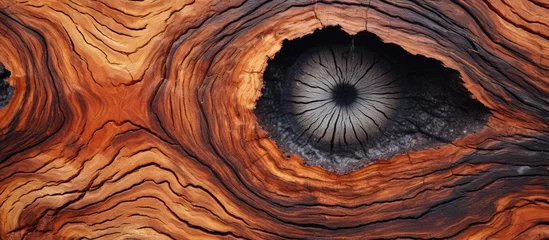 Foto op Plexiglas Capture a detailed shot of a tree trunk showing a clear hole or hollow space within © TheWaterMeloonProjec