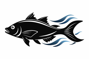 Snapper Fish silhouette black vector illustration artwork