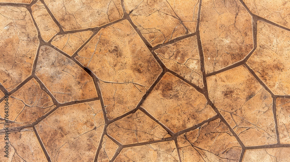 Poster a close up of a brown and tan surface with cracks and cracks in the middle of the surface and a blac