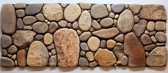 A detailed view showing a stone wall built with various rocks and pebbles