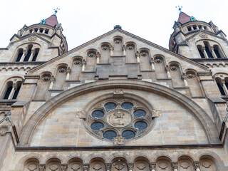 Obraz premium St. Francis of Assisi Church exterior details and facade view, Vienna, Austria