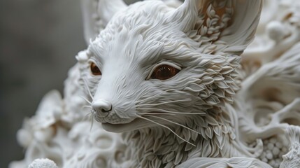 Enchanting White Rabbit Ceramic Sculpture Exploring Fantastical Realms of Imagination