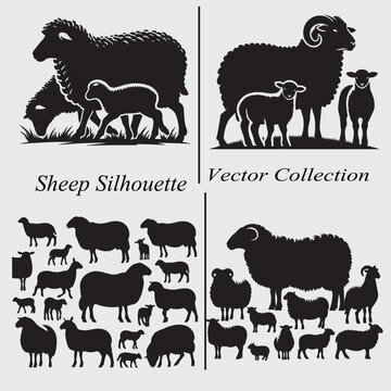 Sheep Silhouette Vector Collection