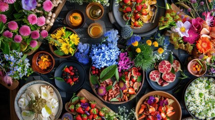 Ethereal Floral Feast Amidst Mid-Journey Culinary