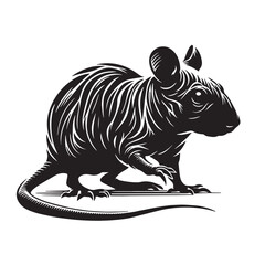 Retro Hairless Rat Silhouettes, Classic Hairless Rat Silhouettes,  Black and White Rat Illustration, Retro Rat Vector, Vintage Hairless Rat Illustration,  Hairless Rat  Silhouette 