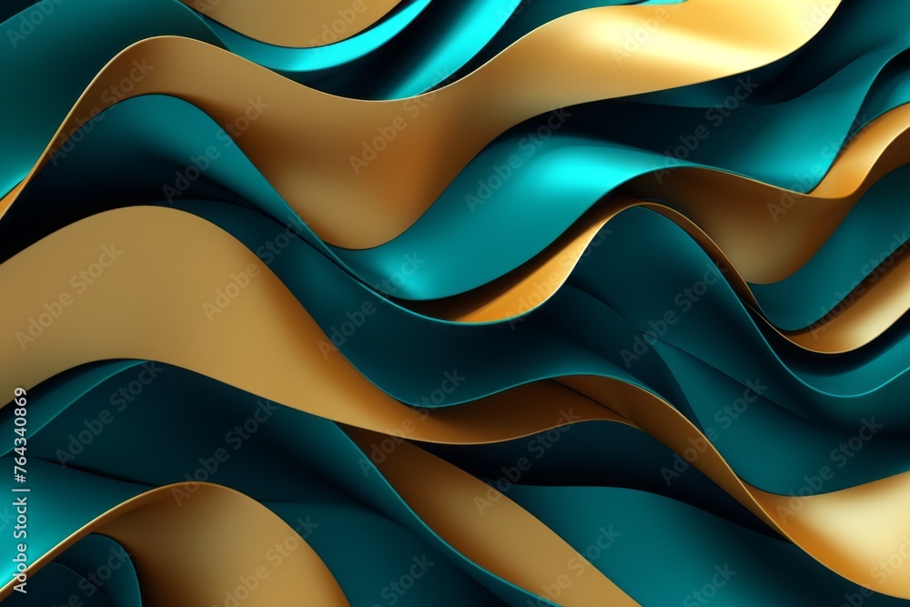 Poster a dynamic gold and cyan background with sharp contrasts