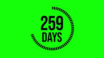 365 days count 2D animation motion graphics three hundred sixty five running numbers counting days, 0 to 365 day counting, zero to 365. 4K HD video black text with chroma key green screen.