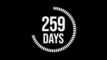 365 days count 2D animation motion graphics three hundred sixty five running numbers counting days, 0 to 365 day counting, zero to 365. 4K HD video with black background.