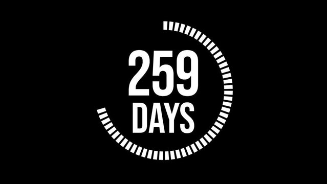 365 days count 2D animation motion graphics three hundred sixty five running numbers counting days, 0 to 365 day counting, zero to 365. 4K HD video with black background.