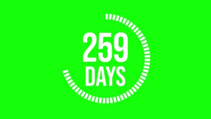 365 days count 2D animation motion graphics three hundred sixty five running numbers counting days, 0 to 365 day counting, zero to 365. 4K HD white text video with chroma key green screen.