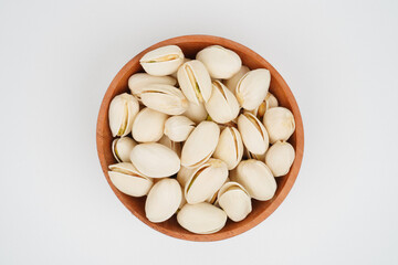 Pistachio in wooden bowl
