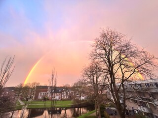 double rainbow over the river