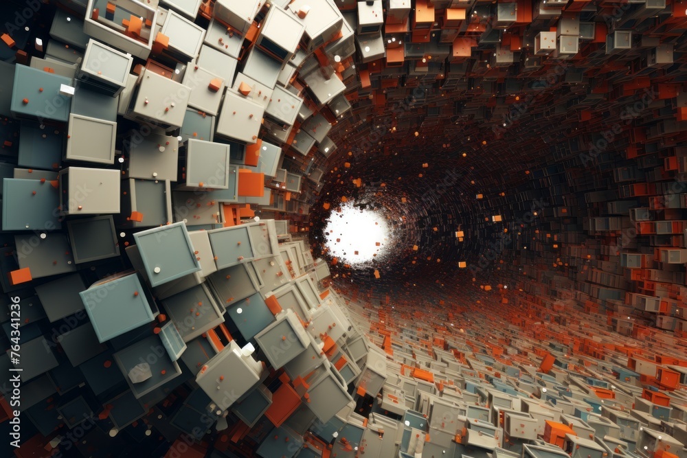 Poster abstract 3d composition resembling a digital universe of information