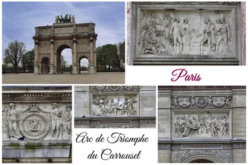 The Arc de Triomphe du Carrousel is an arch located in Paris, France. The arch was commissioned by Napoleon Bonaparte in 1806 to commemorate his victories in the Third Coalition - obrazy, fototapety, plakaty
