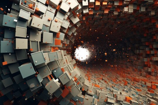 Abstract 3D composition resembling a digital universe of information