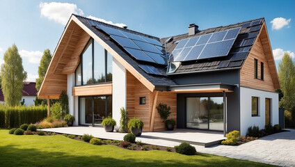 New modern eco friendly passive house with a photovolt
