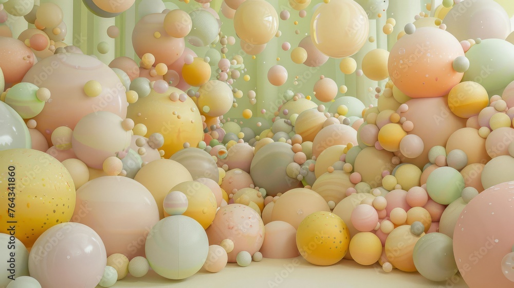 Poster a bunch of balloons floating in the air with a lot of bubbles on the bottom of the balloons and a lo
