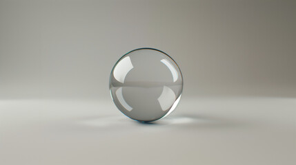 Glass sphere on a gray background, minimalism. Geometric composition.