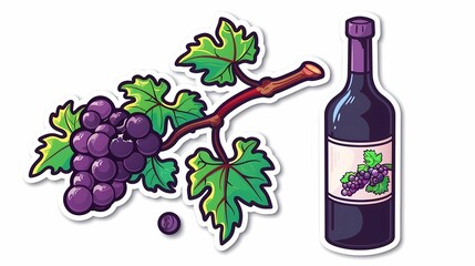 a bottle of wine and a glass of wine, an image for a winery, wine plantations vines