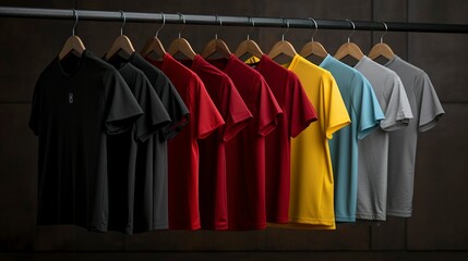 Obraz premium A photo of a lineup of moisture-wicking athletic t shirt