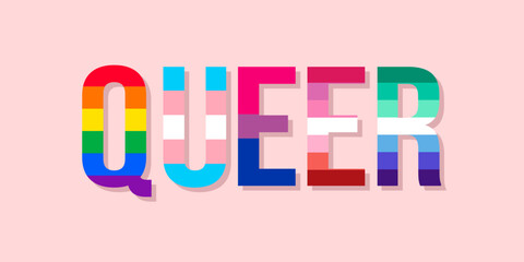 QUEER word banner illustration isolated on white background