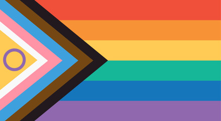 LGBTQ Pride Flag Vector. Intersex Inclusive Progress Pride Flag. LGBT, LGBTQ or LGBTQIA+ Pride