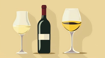 a bottle of wine and a glass of wine, an image for a winery, wine plantations vines