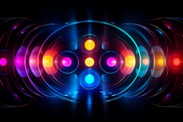 Neon circles radiating energy and vivacity