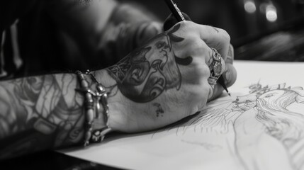tattoo artist, tattoo artist's work process,