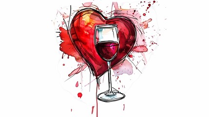 Fototapeta premium a bottle of wine and a glass of wine, an image for a winery, wine plantations vines