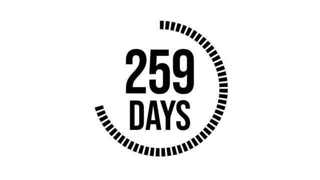 365 days count 2D animation motion graphics three hundred sixty five running numbers counting days, 0 to 365 day counting, zero to 365. 4K HD video with alpha transparent background.