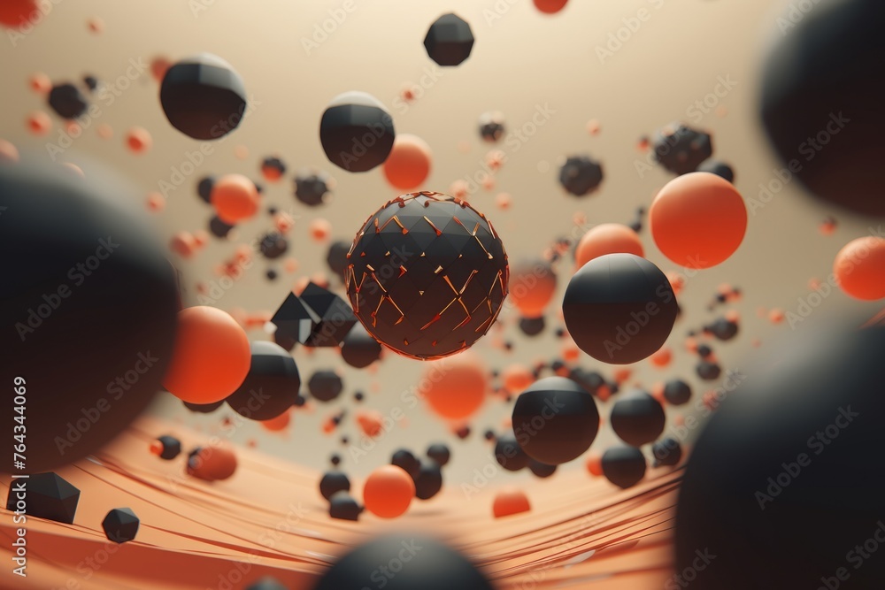 Aufkleber a 3d animation of geometric shapes dancing in sync to create a harmonious composition