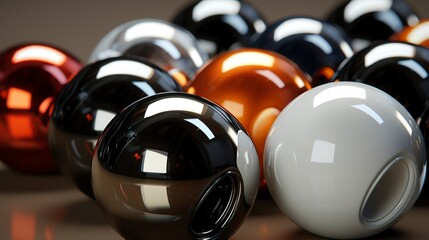 A photo of a stack of clean and polished bowling ball - obrazy, fototapety, plakaty