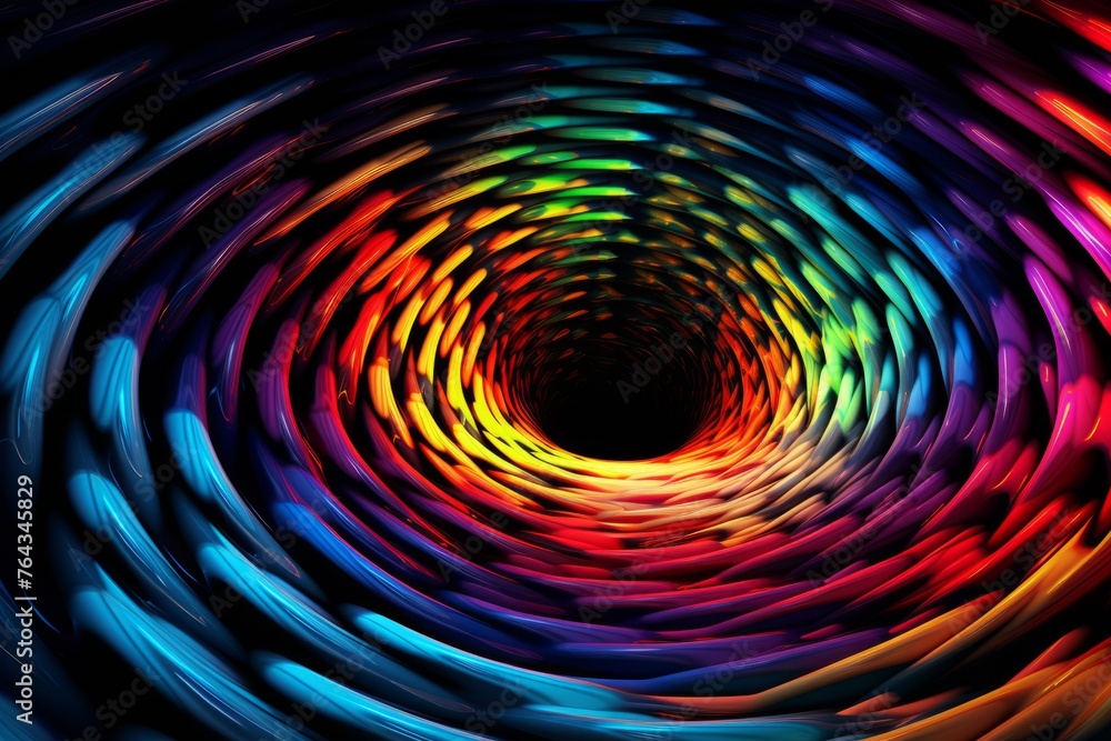 Poster an abstract image of a 3d toroidal wave with vibrant colors and geometric symmetry