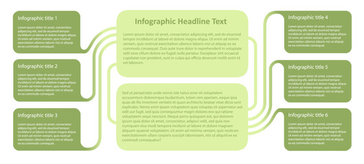 Green color infographic template with two main and six text clouds - obrazy, fototapety, plakaty