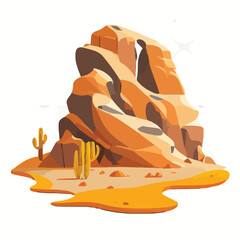 Rock formation in sandy desert - flat vector illust