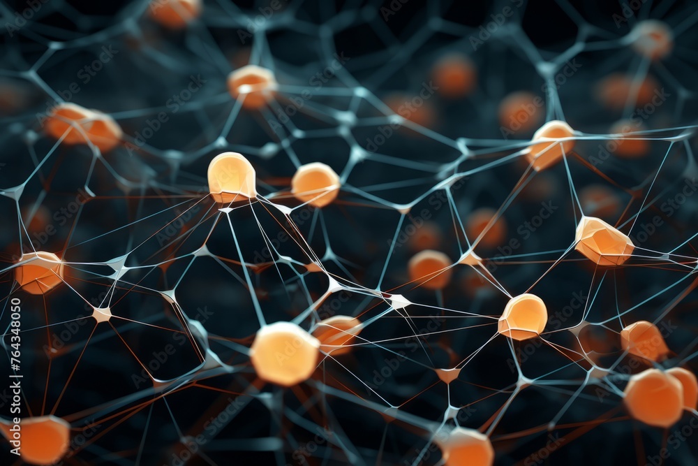 Poster abstract 3d composition resembling a complex system of interconnected nodes