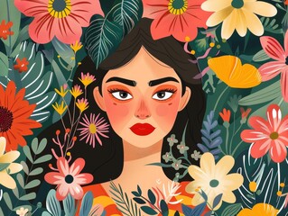 Illustration of Concept of mothers day, flower in the background.