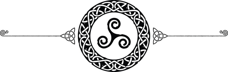 Elegant Celtic Symbols Header - Spiral, Triquetra, Knot Ring, Triskelion - obrazy, fototapety, plakaty