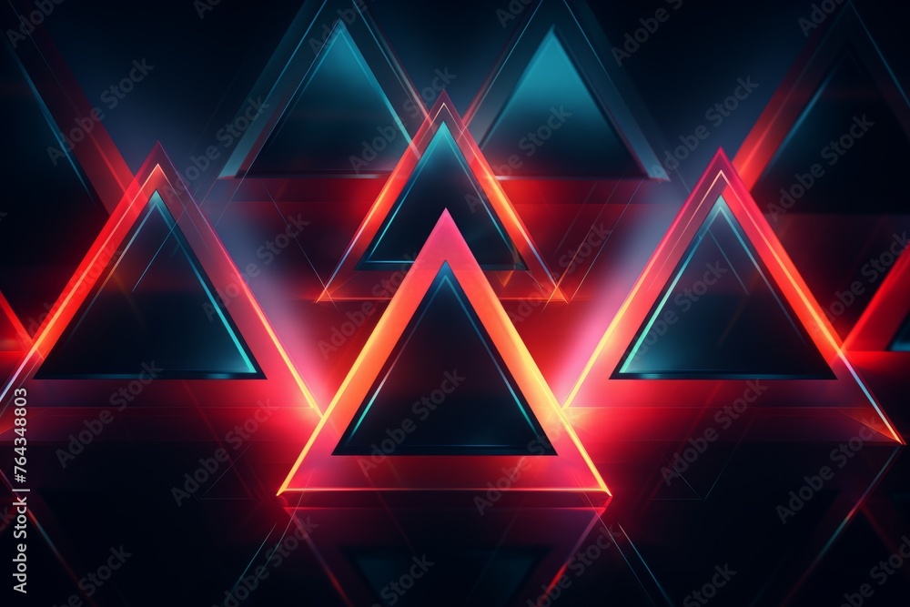 Poster neon triangles forming a dynamic composition