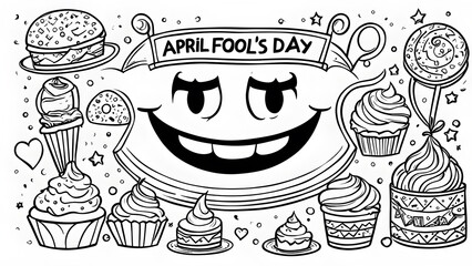 hand draw illustration of april fools day - obrazy, fototapety, plakaty