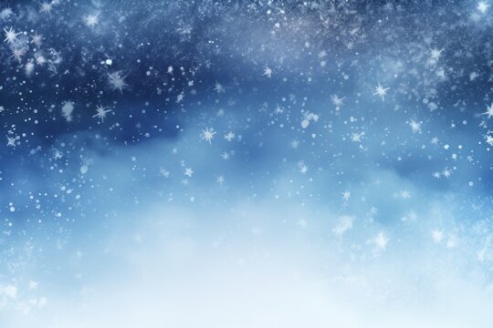 Snowy winter sky background with snowflakes gently falling