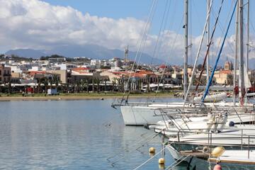 Rethimno, Greece, Friday 15 March 2024 Crete island holidays exploring the city port riviera luxury...
