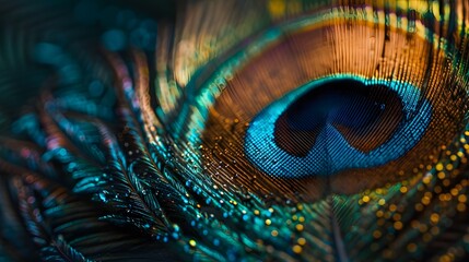 a peacock feather macro photo
