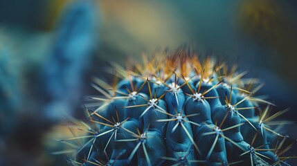 cactus (ferocactus) in the detail select focus, art picture of plant, macro photography of a plant with a small depth of field
