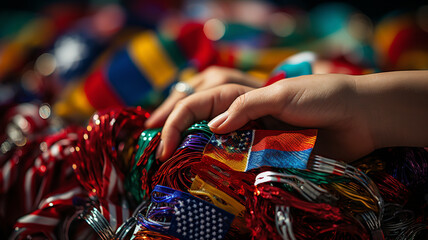 14 April Pan American Community Day symbol of unity of peoples, voluntary coming together, community. flags of different countries festive atmosphere, values and cultural aspects.